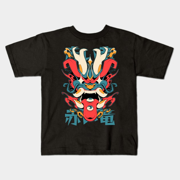 Oni Dragon Kids T-Shirt by Kabuto_Store